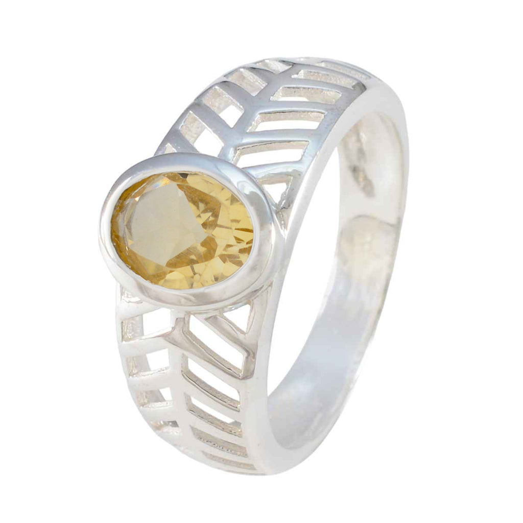Citrine Solitaire Moroccan 925 Sterling Silver Yellow Gemstones Minimal Art Deco Ring Jewellery