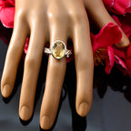 Citrine Solitaire Spanish Sterling Silver Yellow Gems Minimal Rope Wire Ring Jewelry