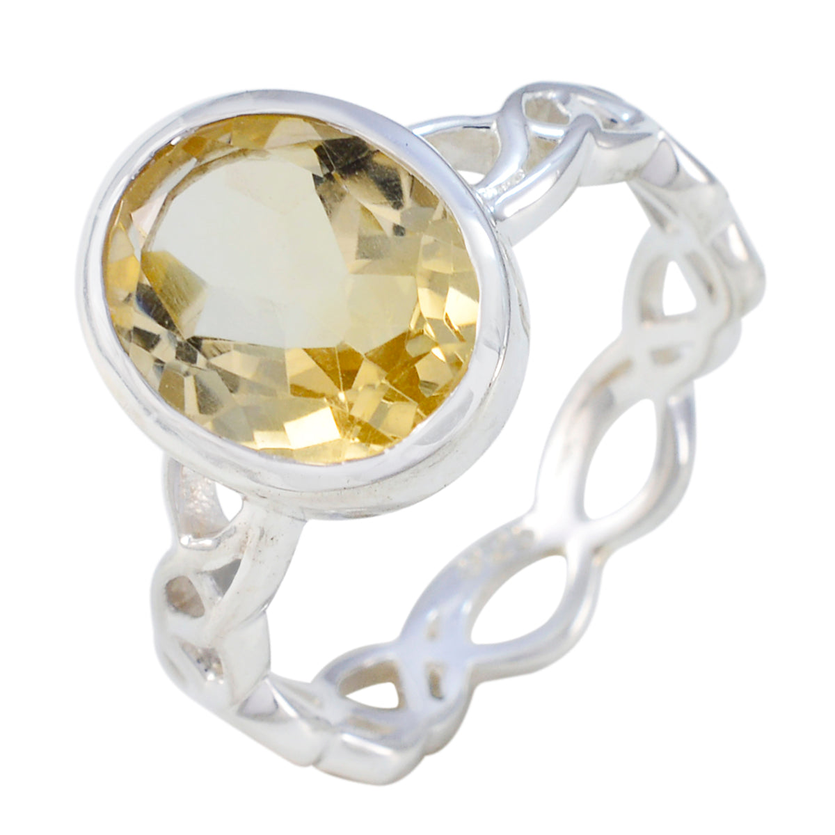 Citrine Solitaire Spanish Sterling Silver Yellow Gems Minimal Rope-Wire Ring Jewelry Secondary image