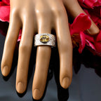 Citrine Solitaire French Sterling Silver Yellow Gemstone Essential  Art Deco Ring Jewellery