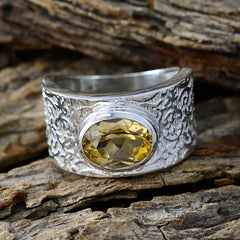 Citrine Solitaire French Sterling Silver Yellow Gemstone Essential  Art Deco Ring Jewellery