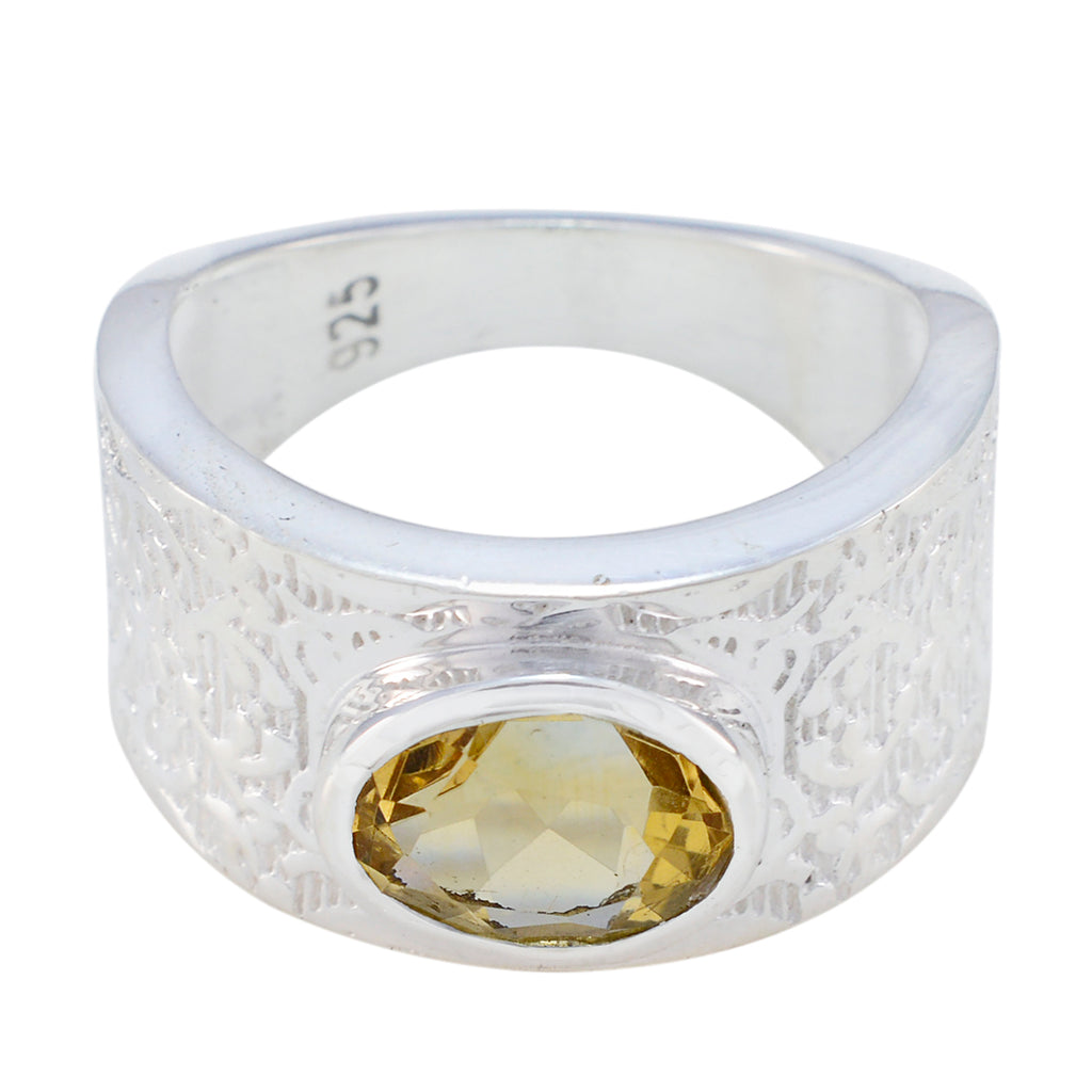 Citrine Solitaire French Sterling Silver Yellow Gemstone Essential  Art Deco Ring Jewellery