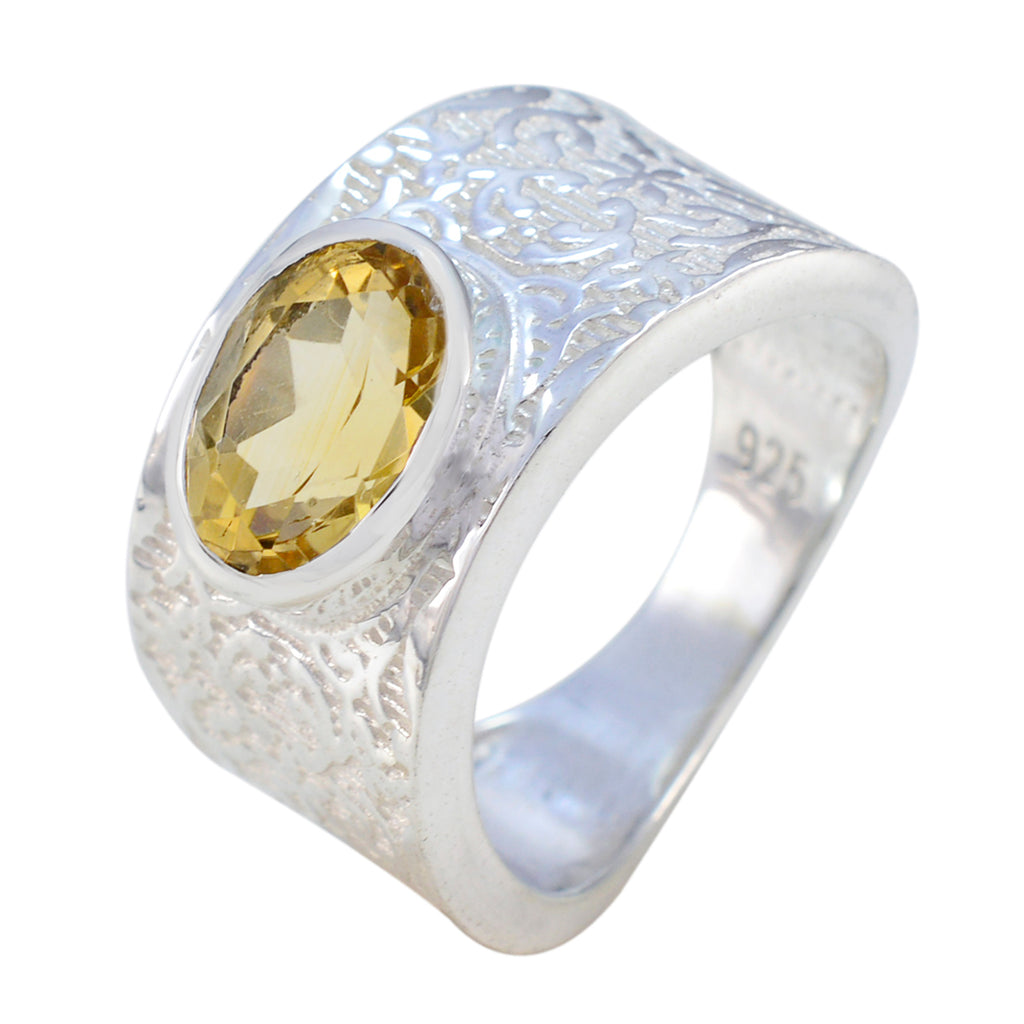 Citrine Solitaire French Sterling Silver Yellow Gemstone Essential  Art Deco Ring Jewellery