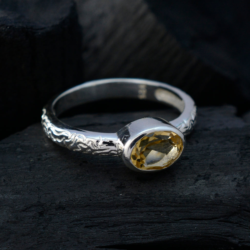 Citrine Solitaire German 925 Silver Yellow Gemstones Featherlight Twist Ring Jewelry