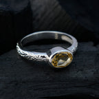 Citrine Solitaire German 925 Silver Yellow Gemstones Featherlight Twist Ring Jewelry