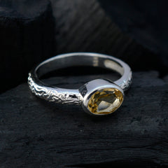 Citrine Solitaire German 925 Silver Yellow Gemstones Featherlight Twist Ring Jewelry