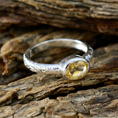 Citrine Solitaire German 925 Silver Yellow Gemstones Featherlight Twist Ring Jewelry