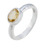 Citrine Solitaire German 925 Silver Yellow Gemstones Featherlight Twist Ring Jewelry