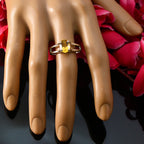 Citrine Solitaire Moroccan Sterling Silver Yellow Gems Slim Cultural Ring Jewelry