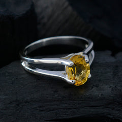 Citrine Solitaire Moroccan Sterling Silver Yellow Gems Slim Cultural Ring Jewelry