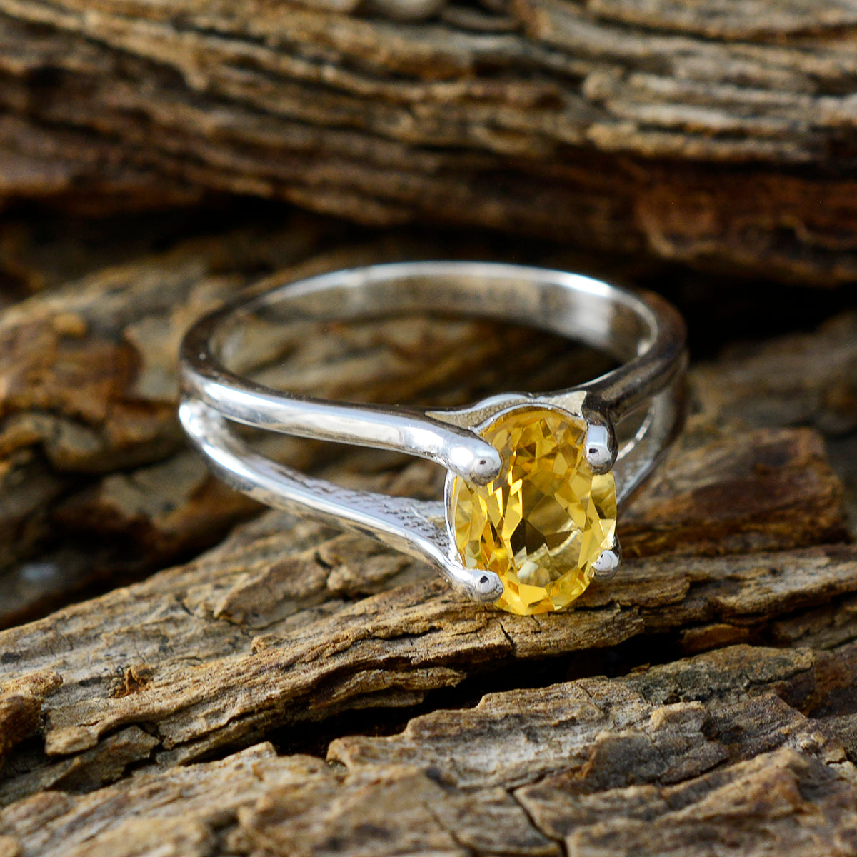 Citrine Solitaire Moroccan Sterling Silver Yellow Gems Slim Cultural Ring Jewelry