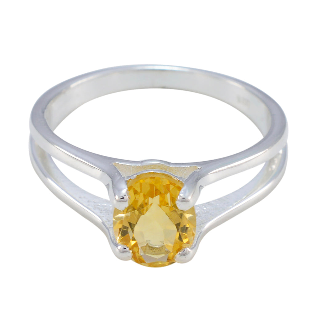 Citrine Solitaire Moroccan Sterling Silver Yellow Gems Slim Cultural Ring Jewelry
