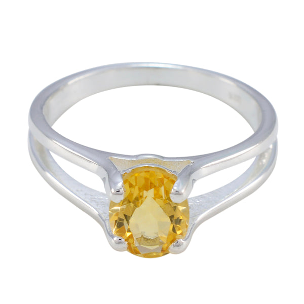 Citrine Solitaire Moroccan Sterling Silver Yellow Gems Slim Cultural Ring Jewelry