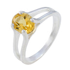 Citrine Solitaire Moroccan Sterling Silver Yellow Gems Slim Cultural Ring Jewelry