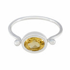 Citrine Solitaire American 925 Silver Yellow Gemstone Dainty Trendy Ring Jewelry