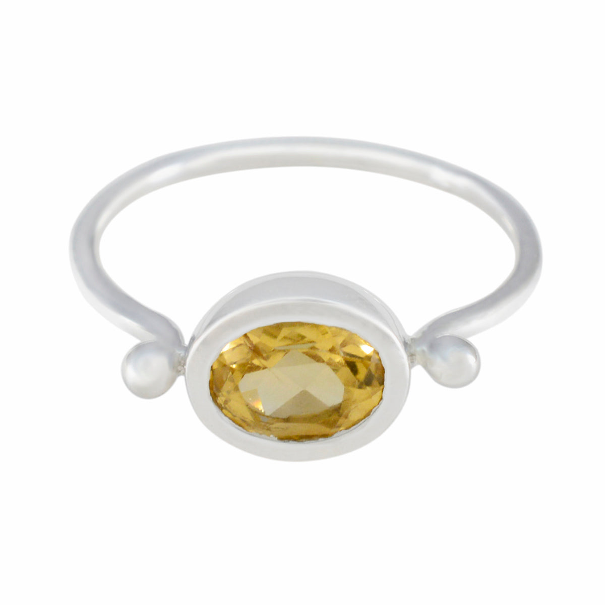 Citrine Solitaire American 925 Silver Yellow Gemstone Dainty Trendy Ring Jewelry
