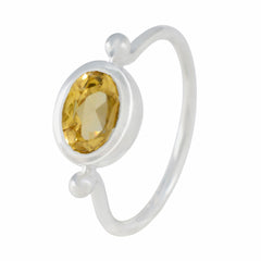 Citrine Solitaire American 925 Silver Yellow Gemstone Dainty Trendy Ring Jewelry