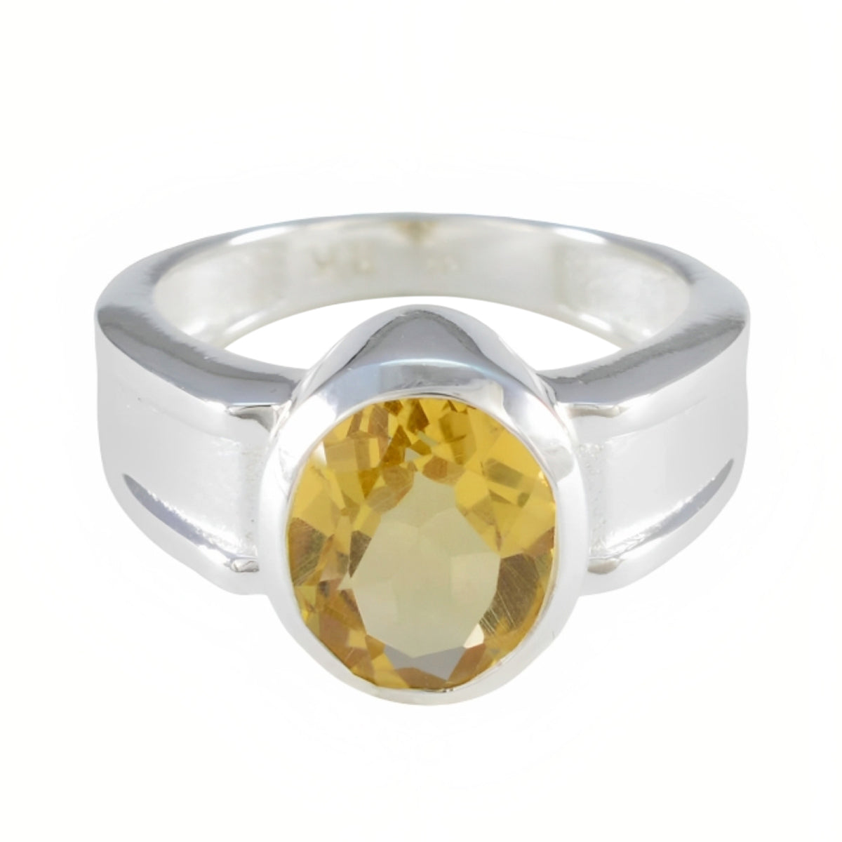 Citrine Solitaire African Silver Yellow Gemstones Mid weight Glamorous Ring Jewellery Main image
