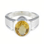 Citrine Solitaire African Silver Yellow Gemstones Mid weight Glamorous Ring Jewellery