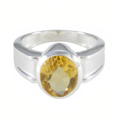 Citrine Solitaire African Silver Yellow Gemstones Mid weight Glamorous Ring Jewellery