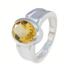 Citrine Solitaire African Silver Yellow Gemstones Mid weight Glamorous Ring Jewellery