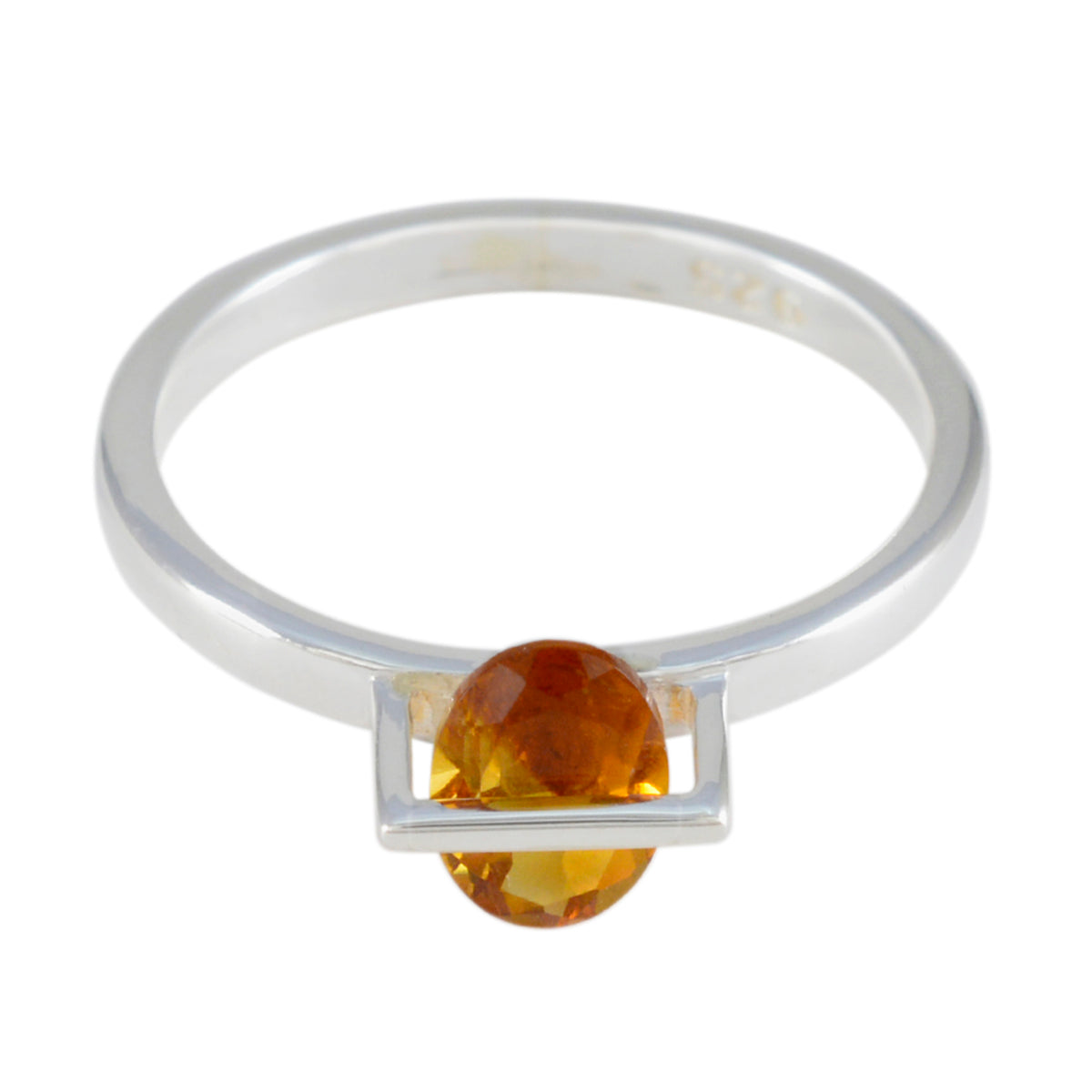 Citrine Solitaire Korean Silver Yellow Gemstone Delicate Glamorous Ring Jewelry