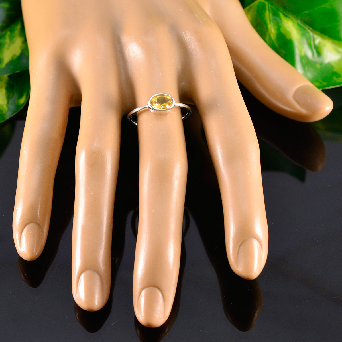 Citrine Solitaire Korean 92.5 Silver Yellow Gemstones Elegant  Fairytale Ring Jewellery