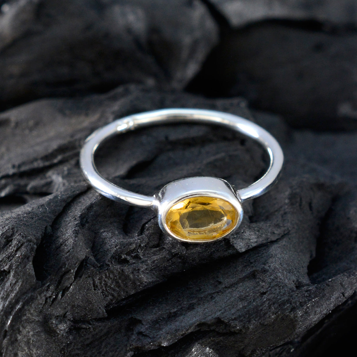 Citrine Solitaire Korean 92.5 Silver Yellow Gemstones Elegant  Fairytale Ring Jewellery