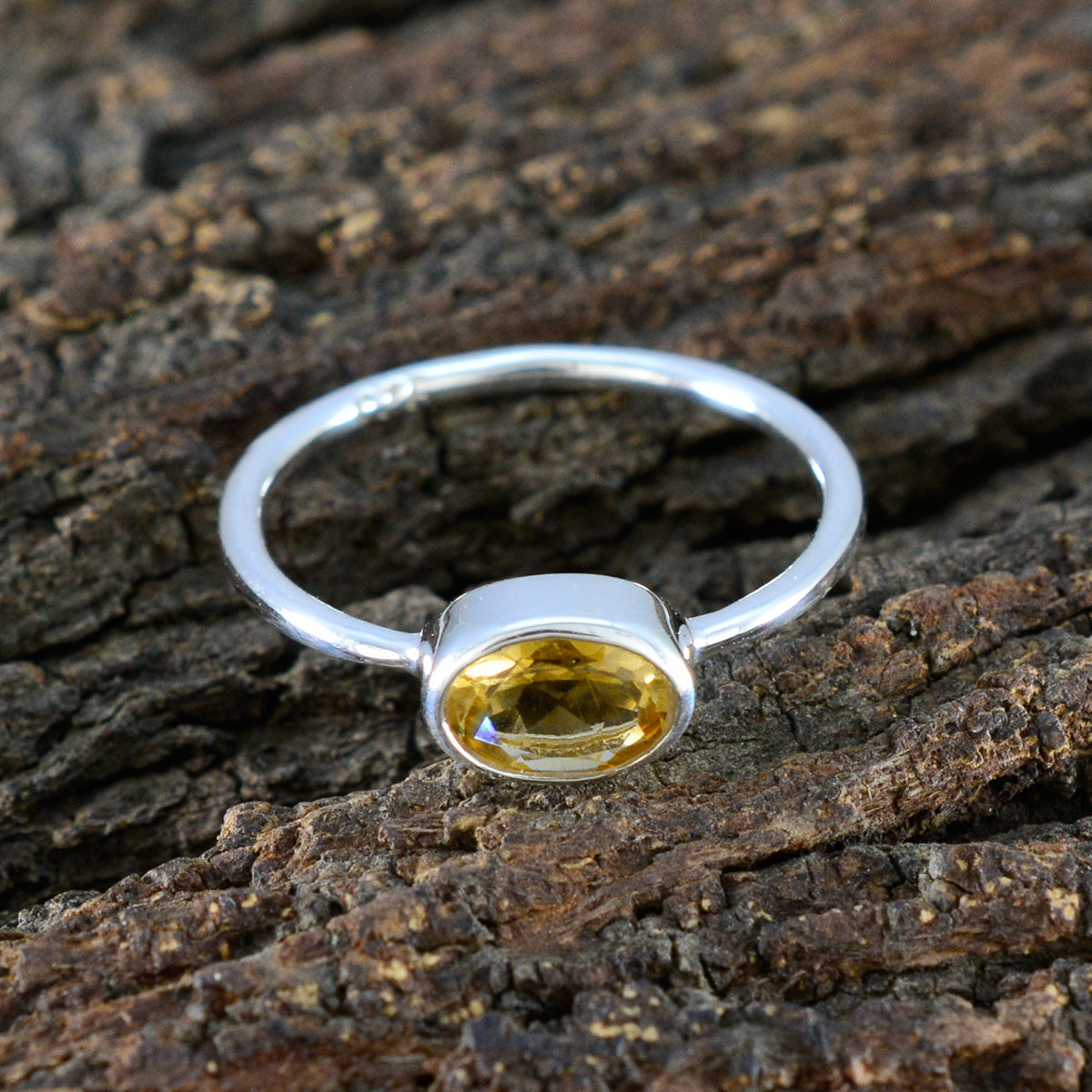 Citrine Solitaire Korean 92.5 Silver Yellow Gemstones Elegant  Fairytale Ring Jewellery