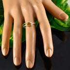 Citrine Solitaire Turkish 92.5 Silver Yellow Gems Elegant  Romantic Ring Jewelry