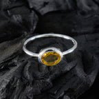 Citrine Solitaire Turkish 92.5 Silver Yellow Gems Elegant  Romantic Ring Jewelry