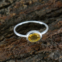 Citrine Solitaire Turkish 92.5 Silver Yellow Gems Elegant  Romantic Ring Jewelry