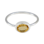 Citrine Solitaire Turkish 92.5 Silver Yellow Gems Elegant  Romantic Ring Jewelry