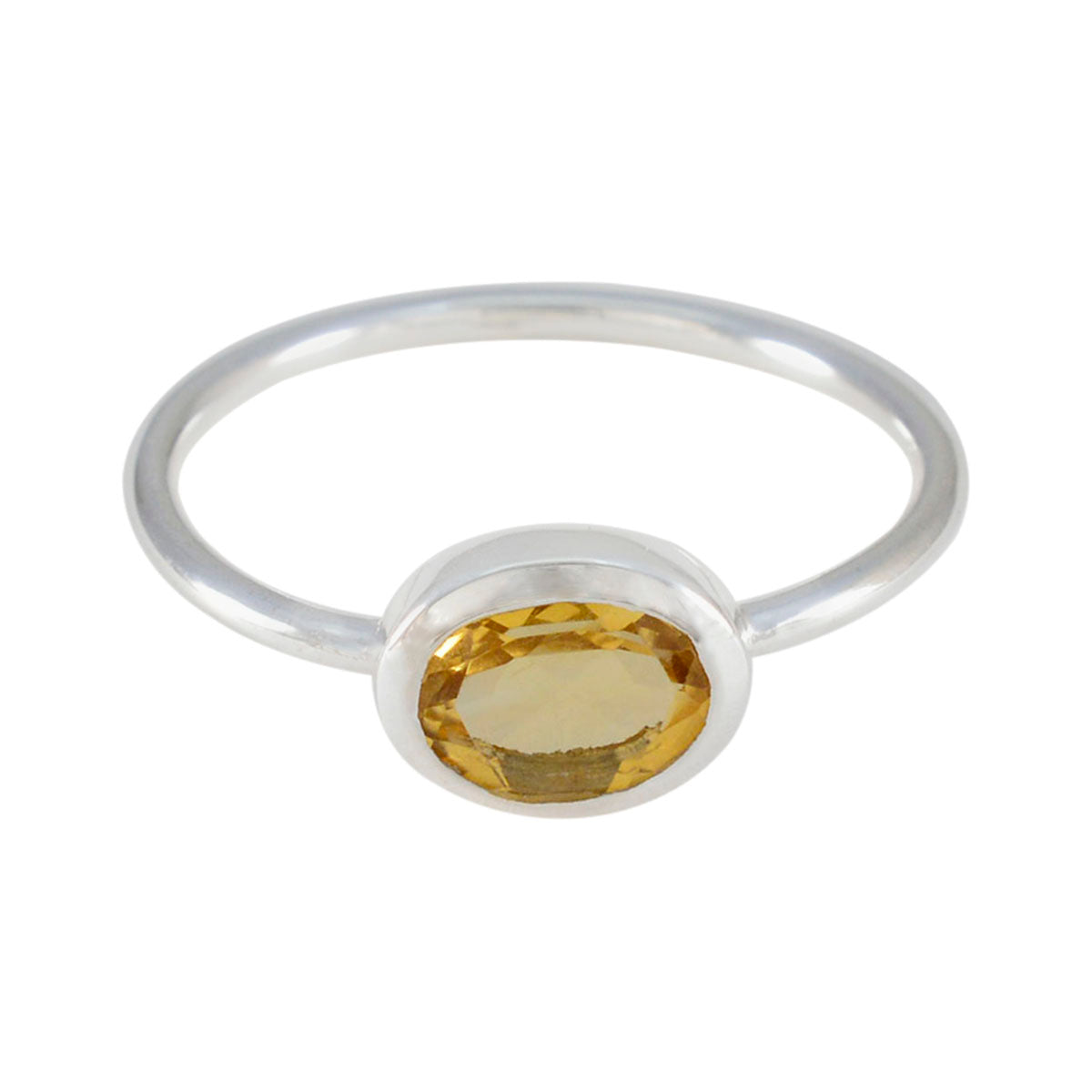 Citrine Solitaire Turkish 92.5 Silver Yellow Gems Elegant  Romantic Ring Jewelry