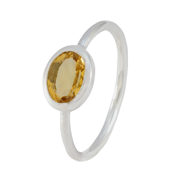 Citrine Solitaire Turkish 92.5 Silver Yellow Gems Elegant  Romantic Ring Jewelry