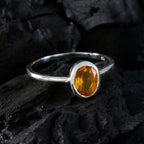 Citrine Solitaire Turkish Silver Yellow Gems Delicate Romantic Ring Jewelry