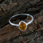 Citrine Solitaire Turkish Silver Yellow Gems Delicate Romantic Ring Jewelry