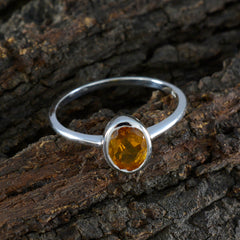 Citrine Solitaire Turkish Silver Yellow Gems Delicate Romantic Ring Jewelry