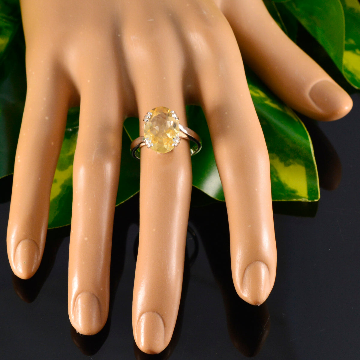 Citrine Solitaire German 925 Sterling Silver Yellow Gemstone Tiny Contemporary Ring Jewelry