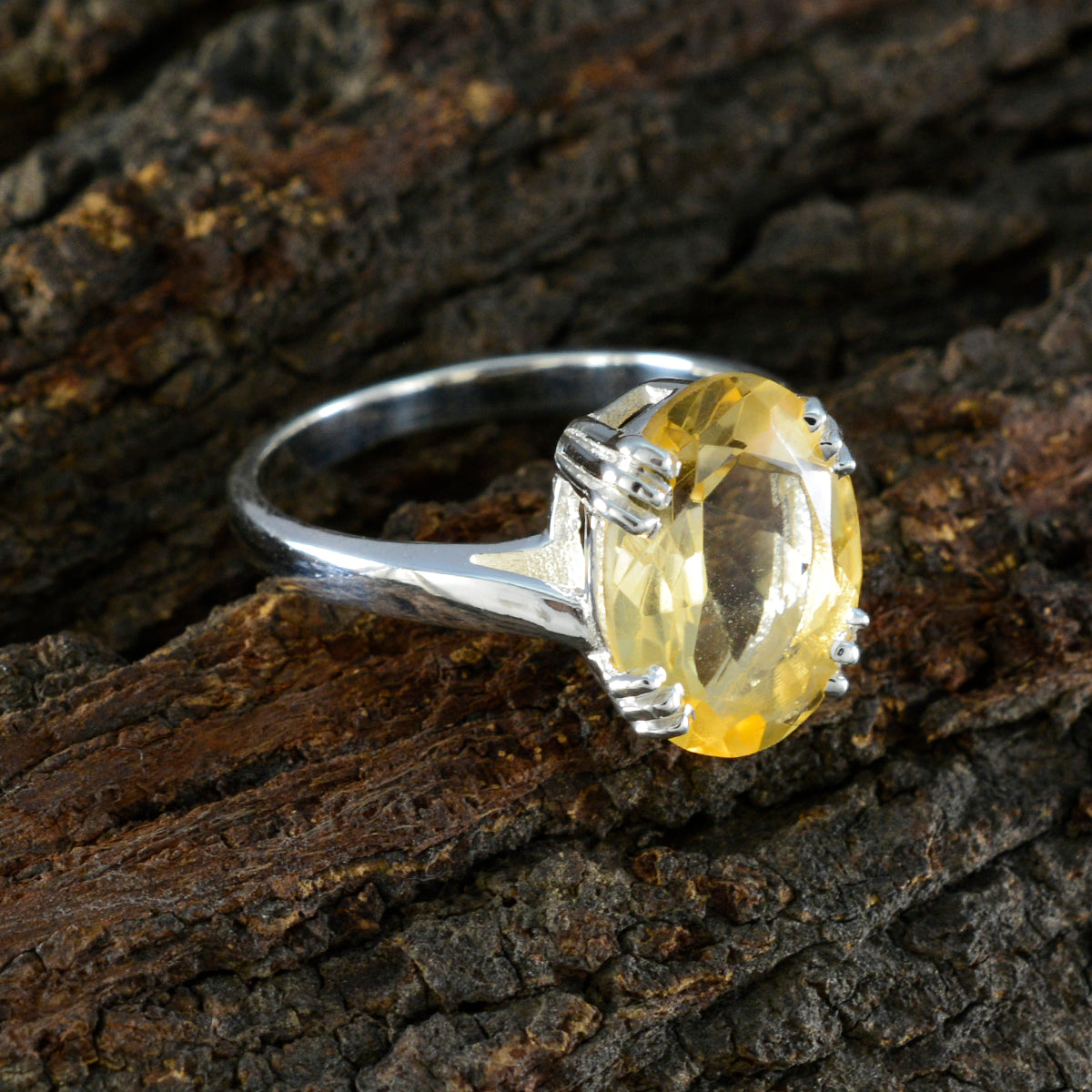 Citrine Solitaire German 925 Sterling Silver Yellow Gemstone Tiny Contemporary Ring Jewelry