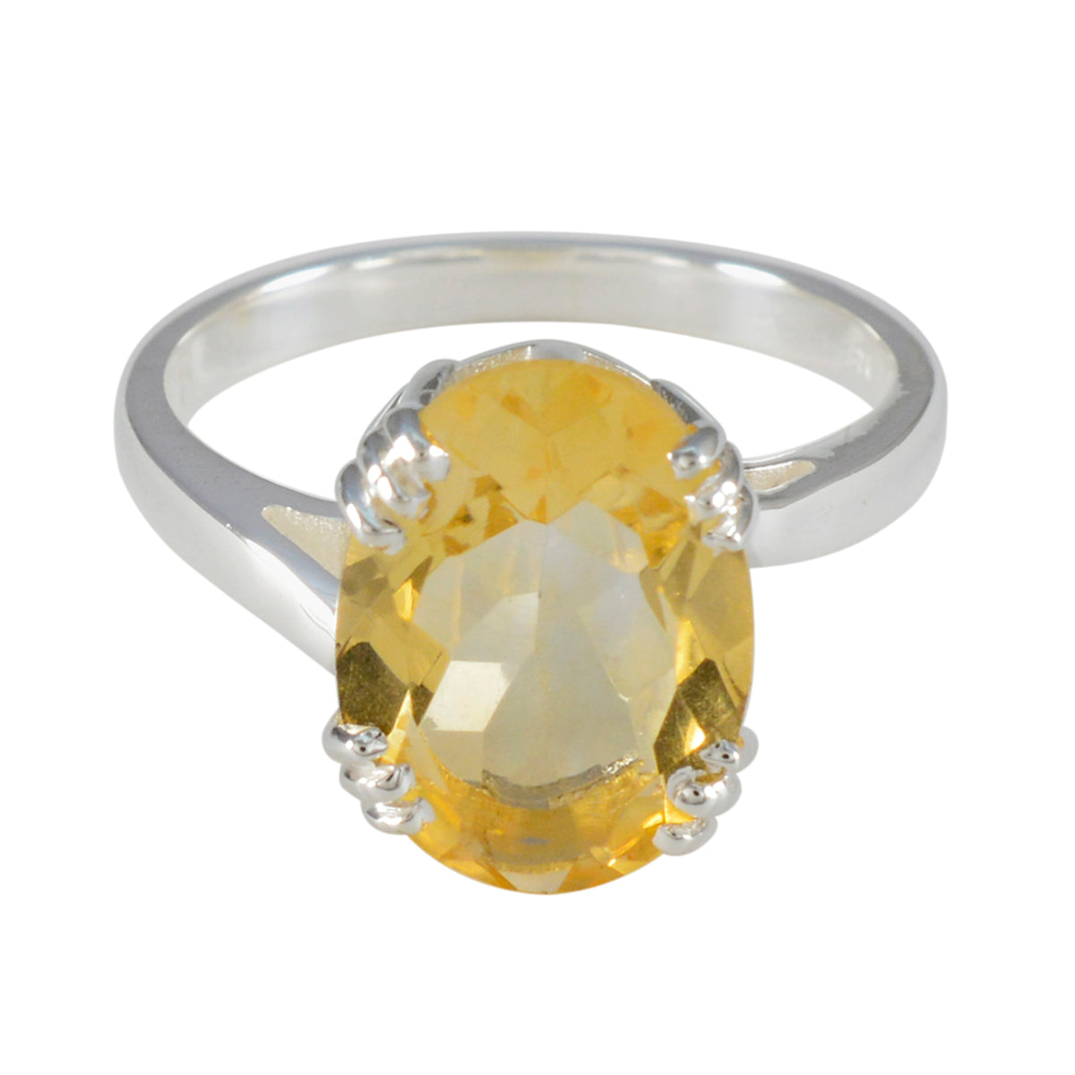 Citrine Solitaire German 925 Sterling Silver Yellow Gemstone Tiny Contemporary Ring Jewelry