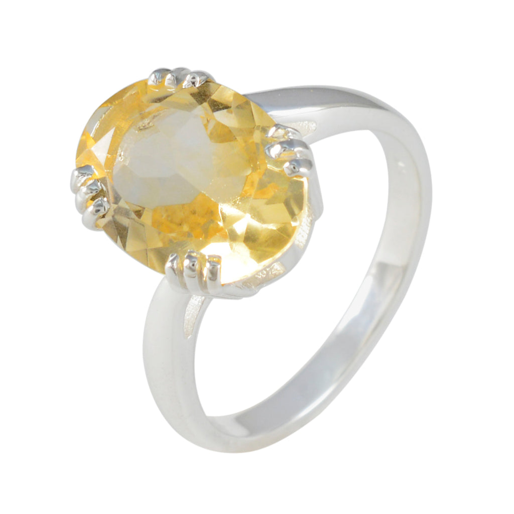 Citrine Solitaire German 925 Sterling Silver Yellow Gemstone Tiny Contemporary Ring Jewelry