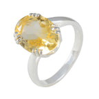 Citrine Solitaire German 925 Sterling Silver Yellow Gemstone Tiny Contemporary Ring Jewelry