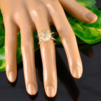 Citrine Solitaire Egyptian Sterling Silver Yellow Gemstone Tiny Contemporary Ring Jewelry