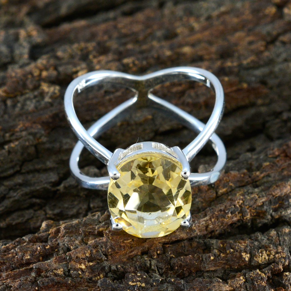 Citrine Solitaire Egyptian Sterling Silver Yellow Gemstone Tiny Contemporary Ring Jewelry