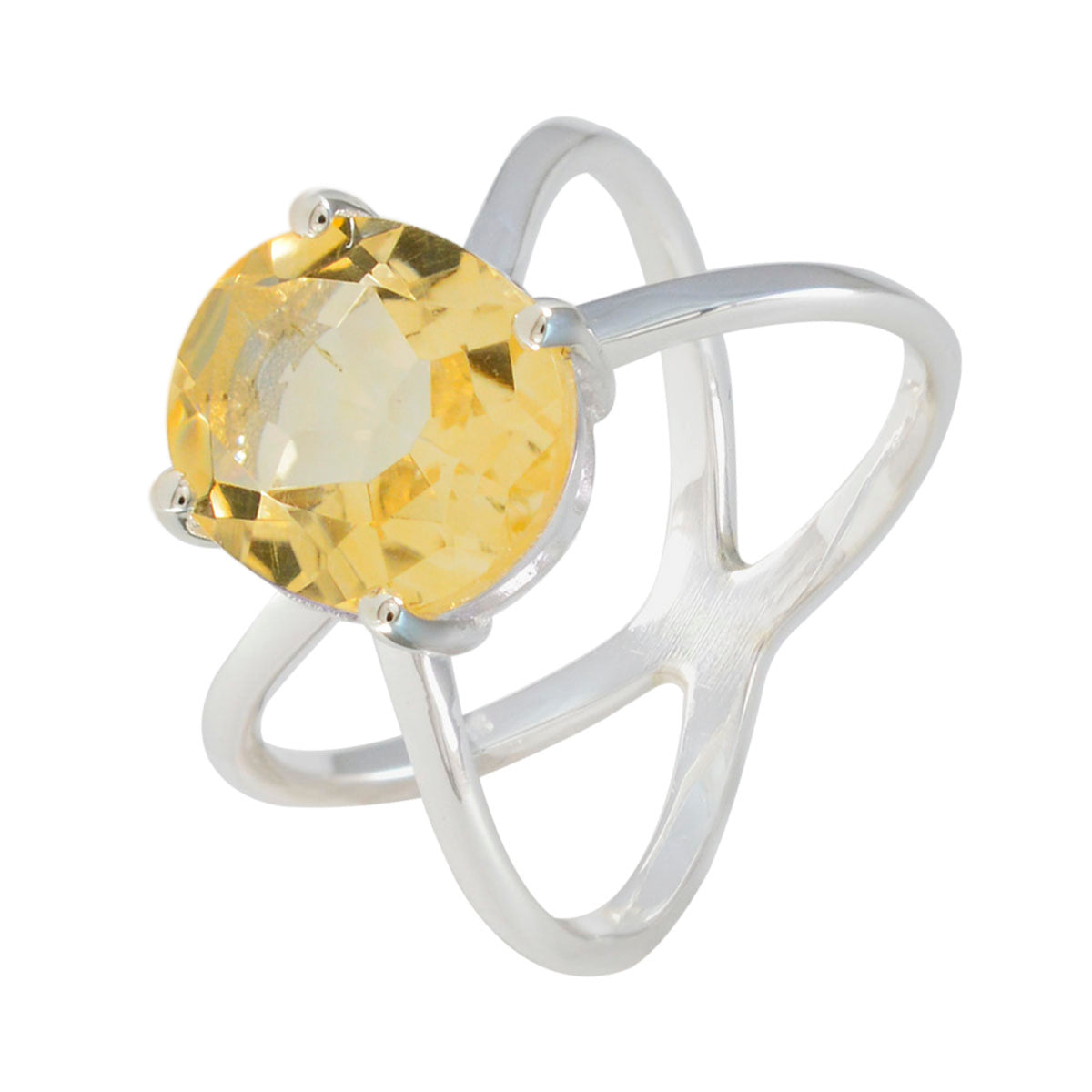 Citrine Solitaire Egyptian Sterling Silver Yellow Gemstone Tiny Contemporary Ring Jewelry