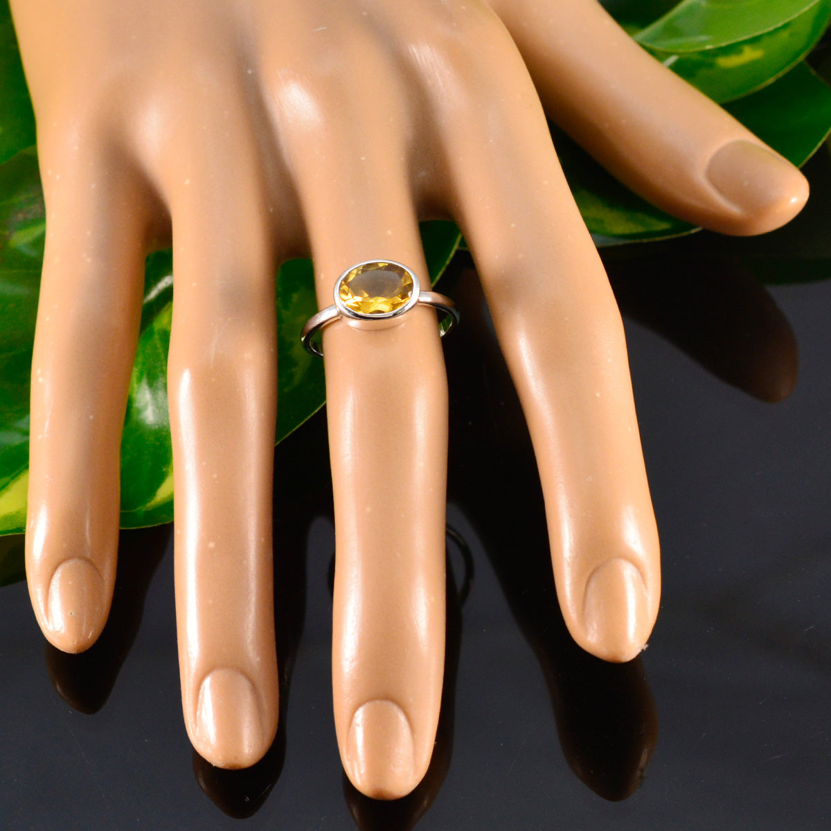 Citrine Solitaire Japanese 925 Sterling Silver Yellow Gemstone Dainty Contemporary Ring Jewelry