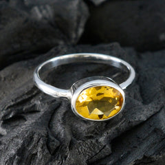 Citrine Solitaire Japanese 925 Sterling Silver Yellow Gemstone Dainty Contemporary Ring Jewelry
