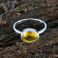 Citrine Solitaire Japanese 925 Sterling Silver Yellow Gemstone Dainty Contemporary Ring Jewelry