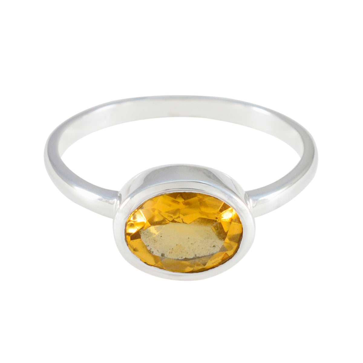 Citrine Solitaire Japanese 925 Sterling Silver Yellow Gemstone Dainty Contemporary Ring Jewelry Main image